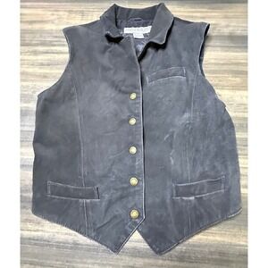 Vintage Montana Blues Suede Leather Vest Western Yellowstone‎ Pockets M Medium